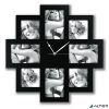 Képkeret, galéria, műanyag, 4 db 10x15 cm, 4 db 10x10 cm, órával, 'Zep Taranto', fekete