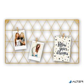   Képkeret, fém, 3 db fa csipesszel, 30x50 cm, 'Zep Cambria', arany