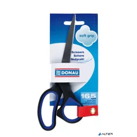   Olló, irodai, 16,5 cm, DONAU 'Soft Grip', fekete-kék
