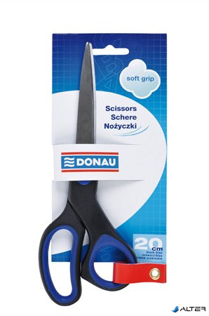Olló, irodai, 20 cm, DONAU "Soft Grip", fekete-kék
