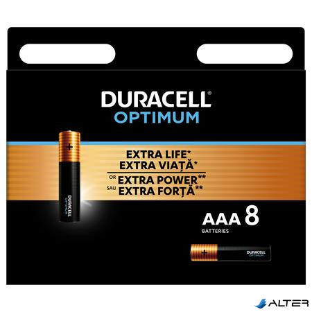 Elem, AAA mikro, 8 db, DURACELL "Optimum"
