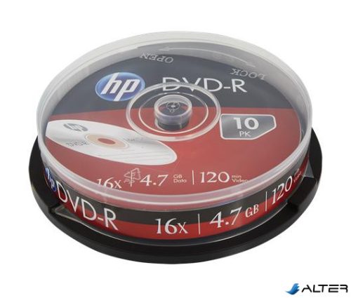 DVD+R lemez, 4,7 GB, 16x, 10 db, hengeren, HP