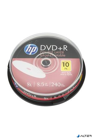 DVD+R lemez, nyomtatható, kétrétegű, 8,5GB, 8x, 10 db, hengeren, HP