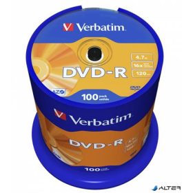 DVD-R lemez, AZO, 4,7GB, 16x, 100 db, hengeren, VERBATIM