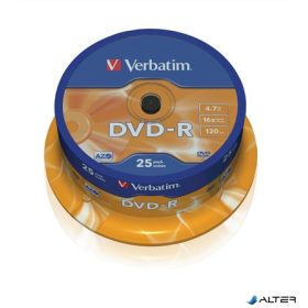 DVD-R lemez, AZO, 4,7GB, 16x, 25 db, hengeren, VERBATIM