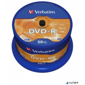 DVD-R lemez, AZO, 4,7GB, 16x, 50 db, hengeren, VERBATIM