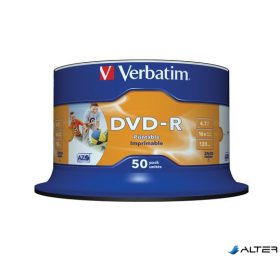   DVD-R lemez, nyomtatható, matt, no-ID, 4,7GB, 16x, hengeren, VERBATIM