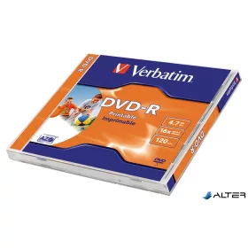   DVD-R lemez, nyomtatható, matt, ID, 4,7GB, 16x, 1 db, normál tok, VERBATIM