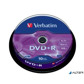 DVD+R lemez, AZO, 4,7GB, 16x, 10 db, hengeren, VERBATIM