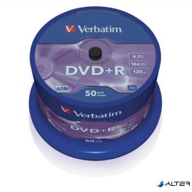 DVD+R lemez, AZO, 4,7GB, 16x, 50 db, hengeren, VERBATIM