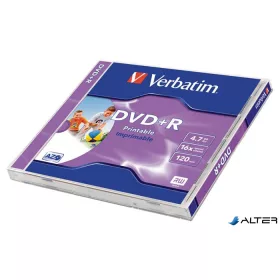   DVD+R lemez, nyomtatható, matt, ID, 4,7GB, 16x, 1 db, normál tok, VERBATIM