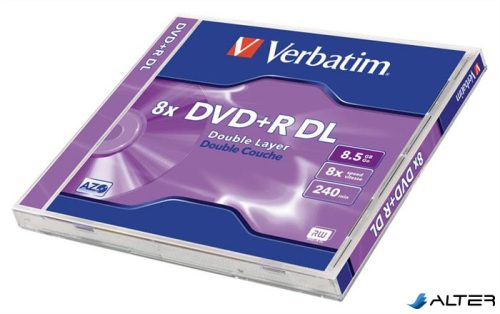DVD+R lemez, kétrétegű, 8,5GB, 8x, 1 db, normál tok, VERBATIM "Double Layer"