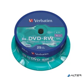   DVD-RW lemez, újraírható, 4,7GB, 4x, 25 db, hengeren, VERBATIM