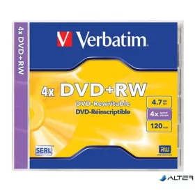   DVD+RW lemez, újraírható, 4,7GB, 4x, 1 db, normál tok, VERBATIM