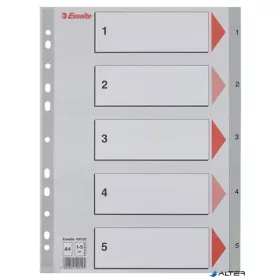 Regiszter, műanyag, A4, 1-5, ESSELTE, szürke