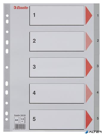 Regiszter, műanyag, A4, 1-5, ESSELTE, szürke