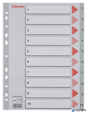 Regiszter, műanyag, A4, 1-10, ESSELTE,szürke