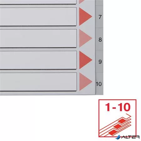 Regiszter, műanyag, A4, 1-10, ESSELTE,szürke