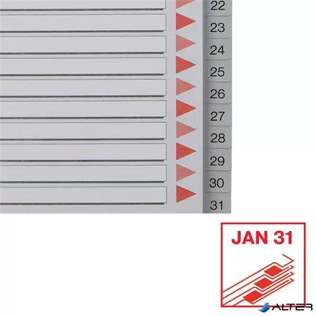 Regiszter, műanyag, A4, 1-31, ESSELTE, szürke