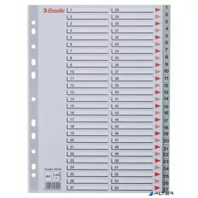 Regiszter, műanyag, A4, 1-54, ESSELTE, szürke