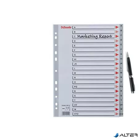 Regiszter, műanyag, A4, A-Z, ESSELTE, szürke