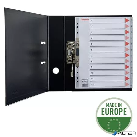 Regiszter, műanyag, A4 Maxi, 1-12, ESSELTE, szürke