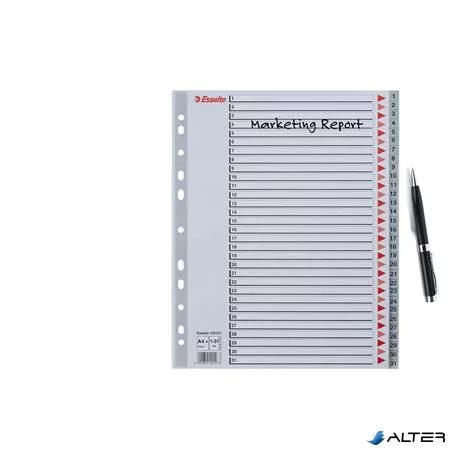 Regiszter, műanyag, A4 Maxi, 1-31, ESSELTE, szürke