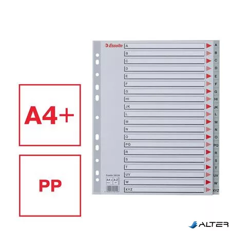Regiszter, műanyag, A4 Maxi, A-Z, ESSELTE, szürke