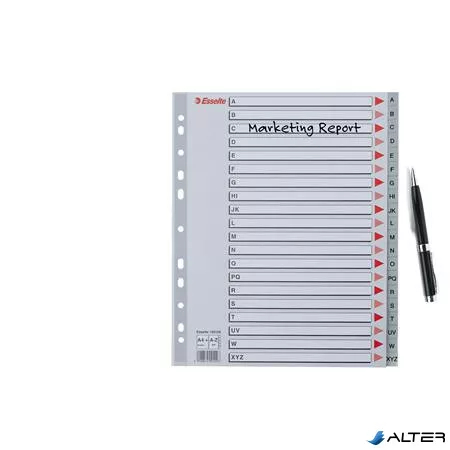 Regiszter, műanyag, A4 Maxi, A-Z, ESSELTE, szürke