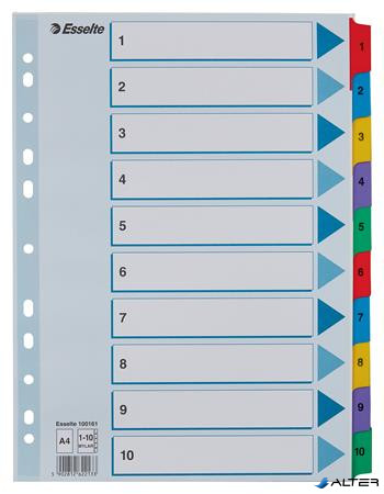 Regiszter, karton, A4, 1-10, ESSELTE "Mylar"