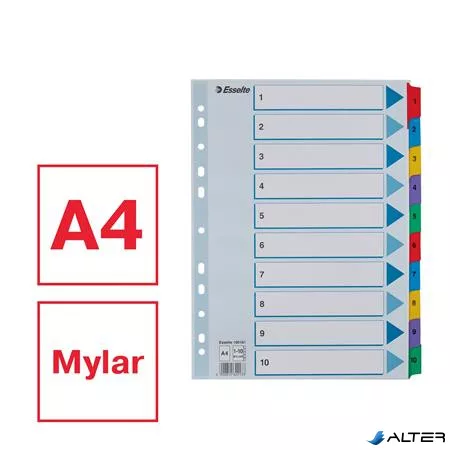 Regiszter, karton, A4, 1-10, ESSELTE "Mylar"