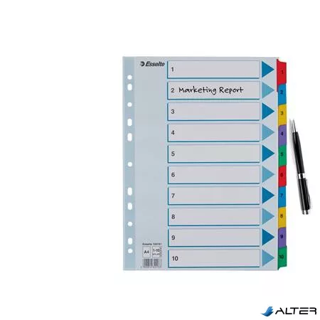 Regiszter, karton, A4, 1-10, ESSELTE "Mylar"