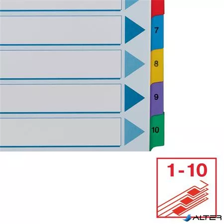 Regiszter, karton, A4, 1-10, ESSELTE "Mylar"