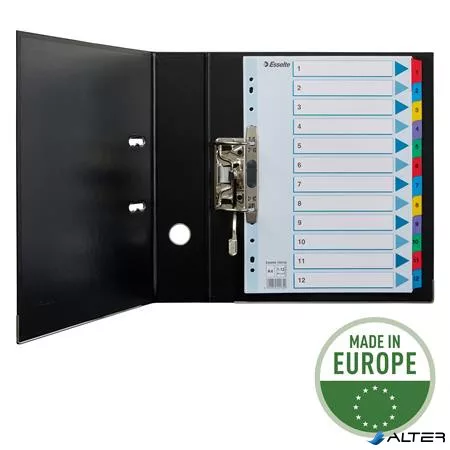 Regiszter, karton, A4, 1-12, ESSELTE "Mylar"