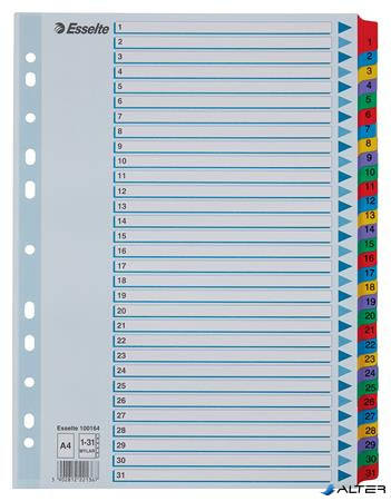 Regiszter, karton, A4, 1-31, ESSELTE "Mylar"