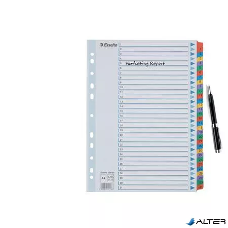 Regiszter, karton, A4, 1-31, ESSELTE "Mylar"