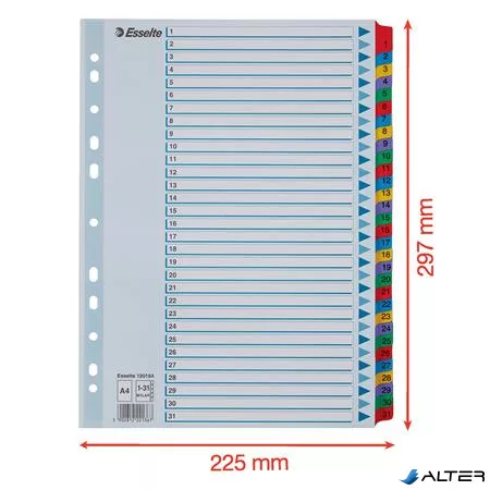 Regiszter, karton, A4, 1-31, ESSELTE "Mylar"