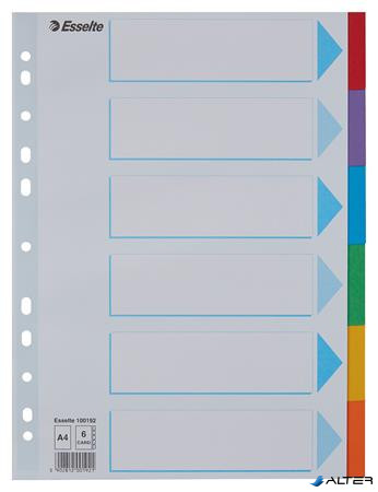 Regiszter, karton, A4, 6 részes, írható előlappal, ESSELTE "Standard", színes