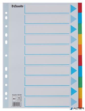 Regiszter, karton, A4, 10 részes, írható előlappal, ESSELTE "Standard", színes