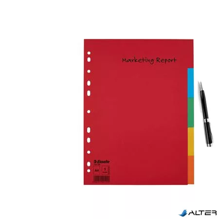 Regiszter, karton, A4, 5 részes, ESSELTE "Economy", színes