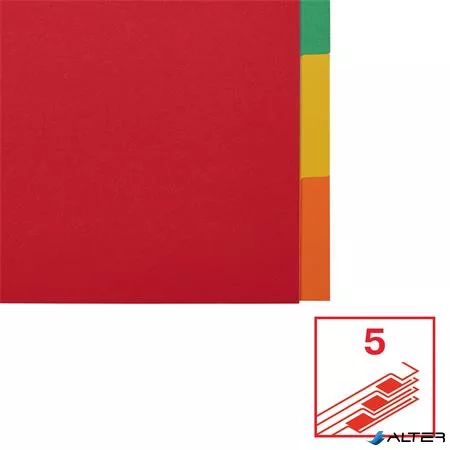 Regiszter, karton, A4, 5 részes, ESSELTE "Economy", színes