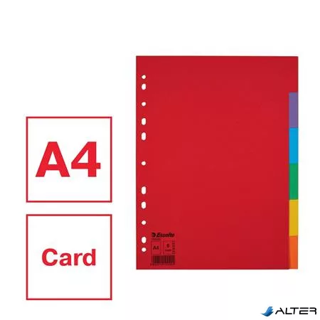 Regiszter, karton, A4, 6 részes, ESSELTE "Economy", színes