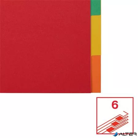 Regiszter, karton, A4, 6 részes, ESSELTE "Economy", színes