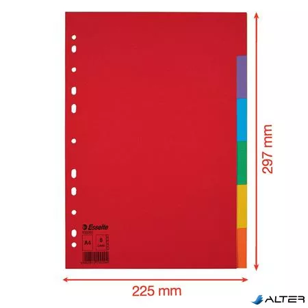 Regiszter, karton, A4, 6 részes, ESSELTE "Economy", színes