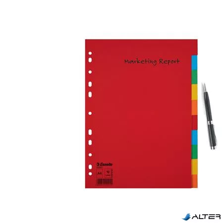 Regiszter, karton, A4, 10 részes, ESSELTE "Economy", színes