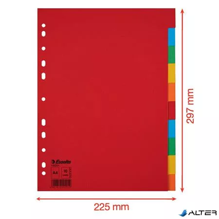 Regiszter, karton, A4, 10 részes, ESSELTE "Economy", színes