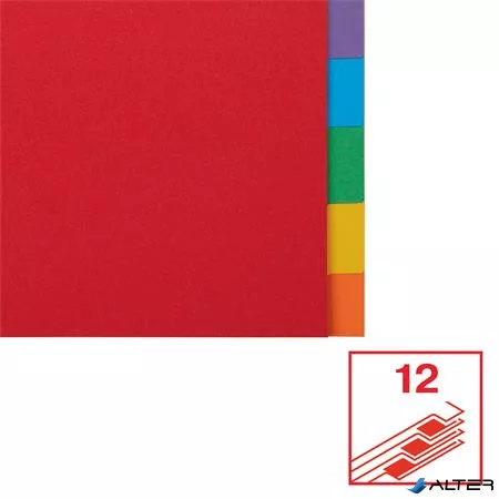 Regiszter, karton, A4, 12 részes, ESSELTE "Economy", színes