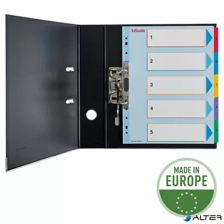 Regiszter, laminált karton, A4 maxi, 1-5, újraírható, ESSELTE