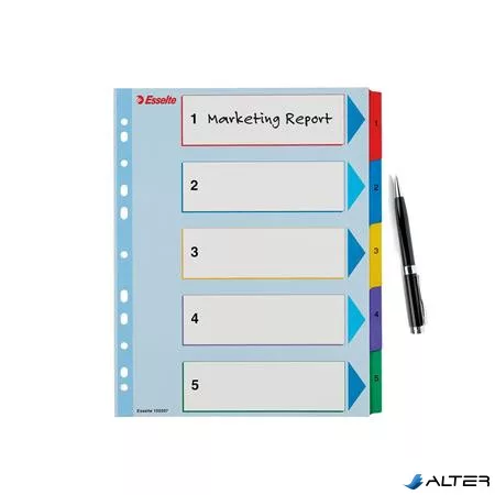 Regiszter, laminált karton, A4 maxi, 1-5, újraírható, ESSELTE