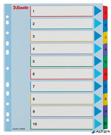 Regiszter, laminált karton, A4 Maxi, 1-10, újraírható, ESSELTE